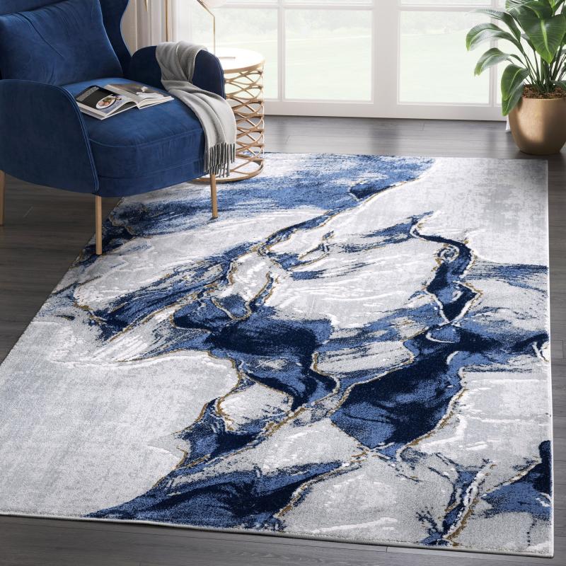 Area Rugs |  Abani Rugs Regal REG220A Grey Blue Abstract Area Rug Area Rugs Area Rugs