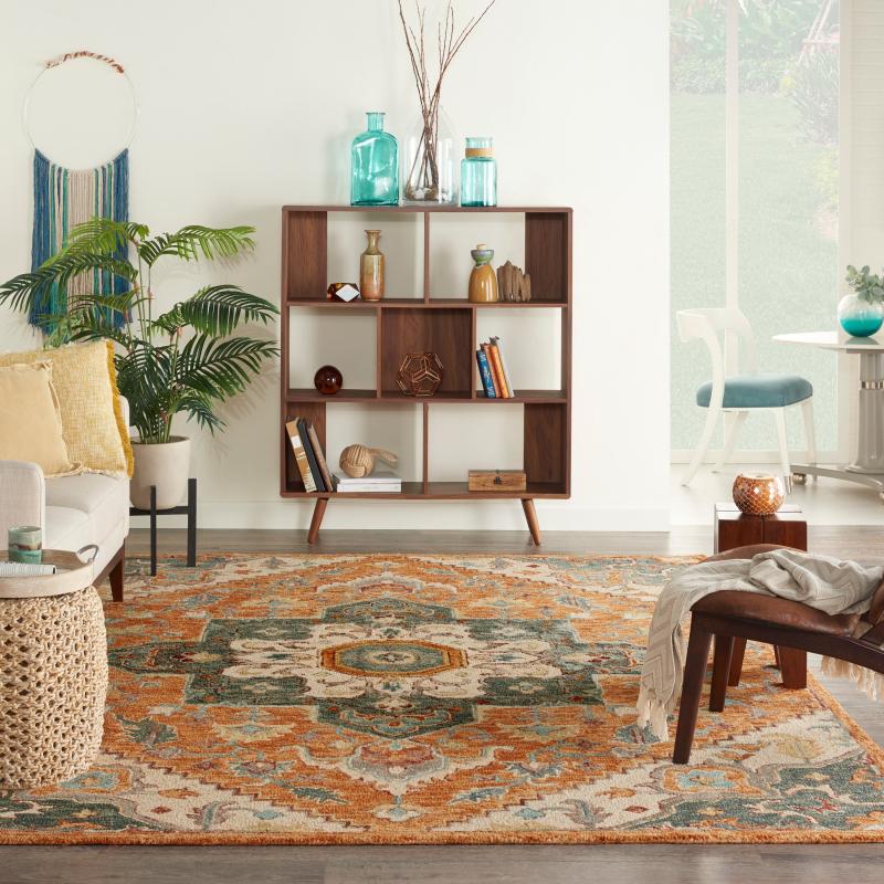 Area Rugs |  Bahari Hand-tufted Orange Persian Medallion Wool Area Rug Area Rugs Area Rugs