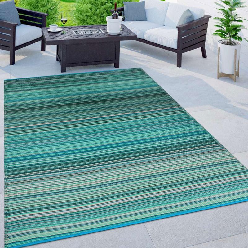 Area Rugs |  Contemporary Stripe Reversible Plastic Outdoor Rugs Area Rugs Area Rugs