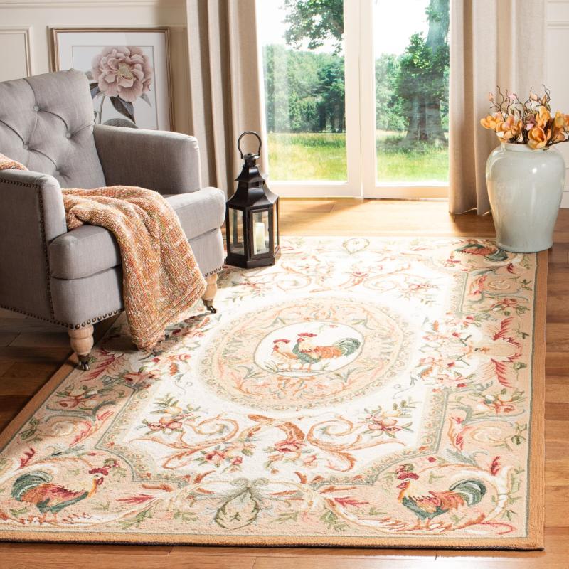 Area Rugs |  Handmade Chelsea Anni French Country Rooster Wool Rug Area Rugs Area Rugs