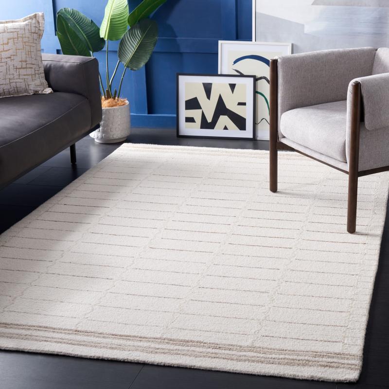 Area Rugs |  Handmade Metro Spyrini Modern Stripe Wool Rug Area Rugs Area Rugs