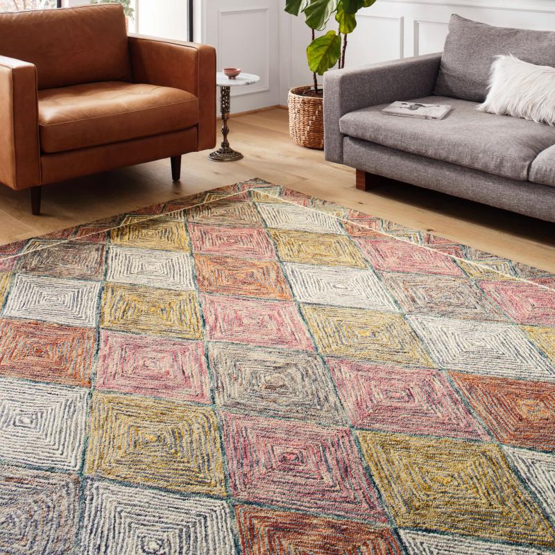 Area Rugs |  Kaleidoscope Diamond Hand-Hooked Wool Rug Area Rugs Area Rugs