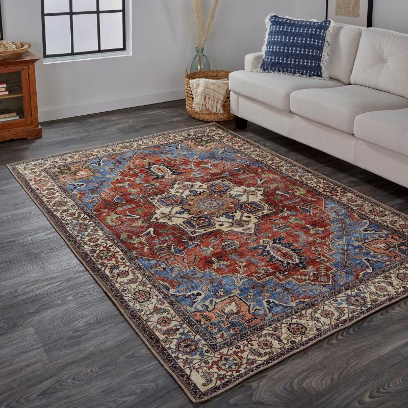 Area Rugs |  Prescott Vintage Medallion Rug, Rust/Nav Blue/Beige, Accent Rug Area Rugs Area Rugs