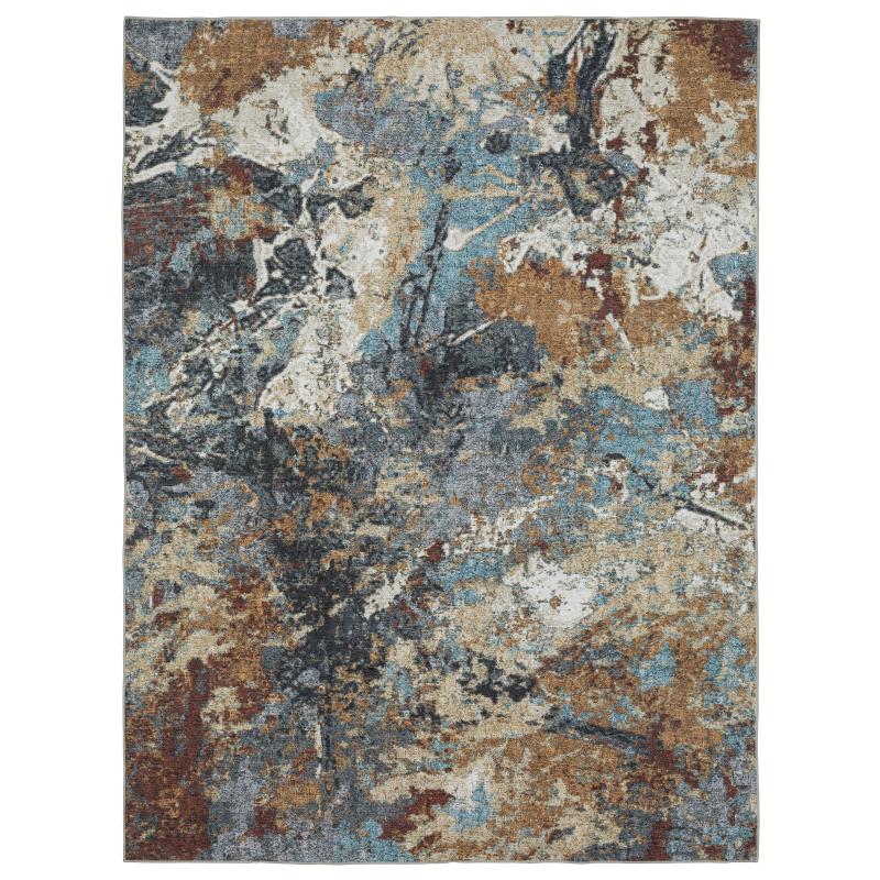 Area Rugs |  Sunderland Abstract Earth Washable Rust/Blue Area Rug Mat Area Rugs Area Rugs