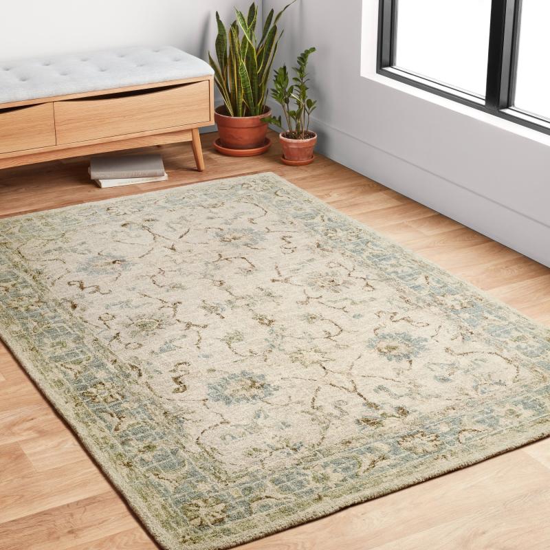 Area Rugs |  Transitional Scroll Hand-hooked Wool Area Rug Area Rugs Area Rugs