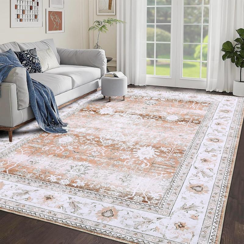 Area Rugs |  Washable Area Rug Large Rugs Indoor Stain Resistant Non-Shedding Floor Carpets Area Rugs Area Rugs