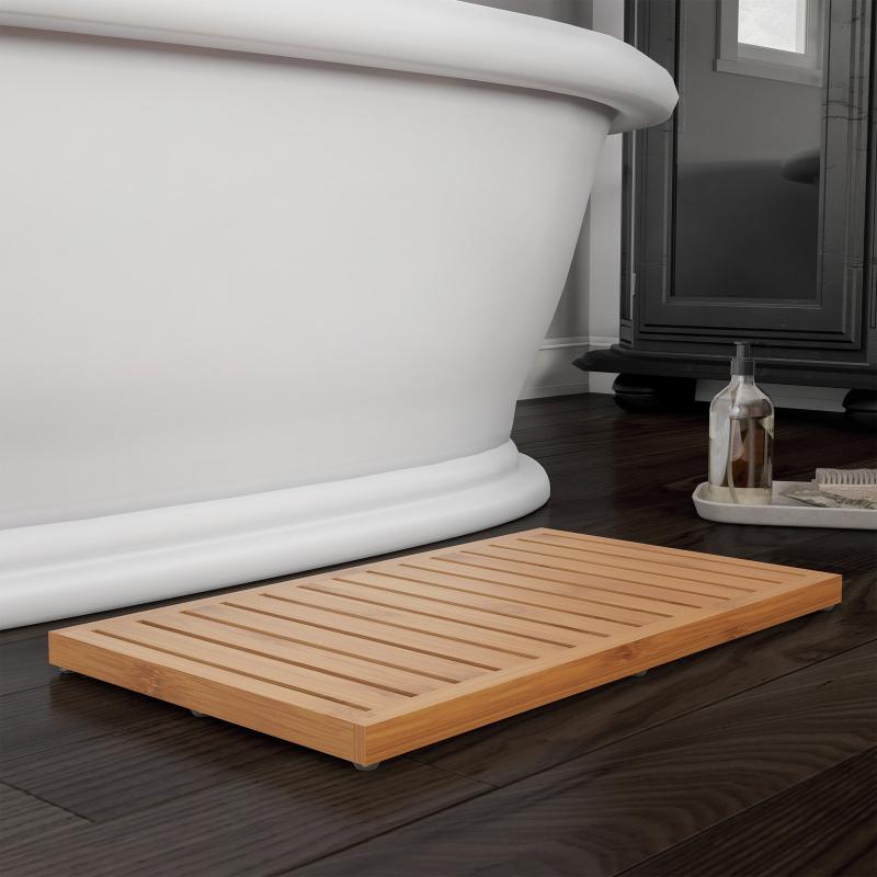 Bathroom Rugs and Bath Mats |  Bamboo Bath Mat-Eco-Friendly Natural Wooden Non-Slip Slatted Design Mat for Indoor and Outdoor by Lavish Home Bathroom Rugs & Bath Mats Bathroom Rugs & Bath Mats