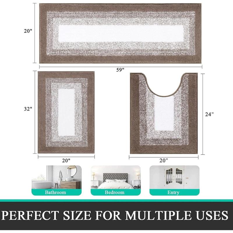 Bathroom Rugs and Bath Mats |  Bathroom Rug Set 3 Piece With U-Shaped Toilet Mat Bathroom Rugs & Bath Mats Bathroom Rugs & Bath Mats