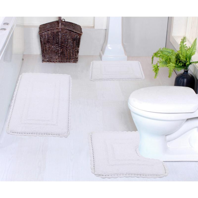 Bathroom Rugs and Bath Mats |  Casual Elegance Bathmat 100% Cotton Non-Slip Bath Rug Set, 3 Piece Machine Washable- Bathroom Rug, Bath Rug, U Shaped Contour Bathroom Rugs & Bath Mats Bathroom Rugs & Bath Mats