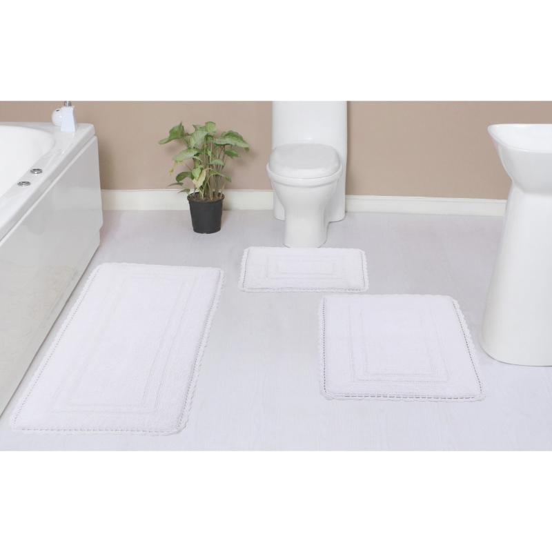 Bathroom Rugs and Bath Mats |  Casual Elegance Bathmat 100% Cotton Non-Slip Bathroom Rug Set, Machine Washable Bath Rug, 3 Piece Set with Runner Rug Bathroom Rugs & Bath Mats Bathroom Rugs & Bath Mats