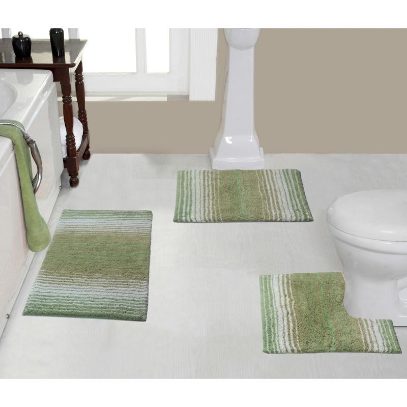 Bathroom Rugs and Bath Mats |  Gradiation Rug Collection 100% Cotton Non-Slip Bath Rug Set, 3 Piece Machine Washable- Bathroom Rug, Bath Rug, U Shaped Contour Bathroom Rugs & Bath Mats Bathroom Rugs & Bath Mats