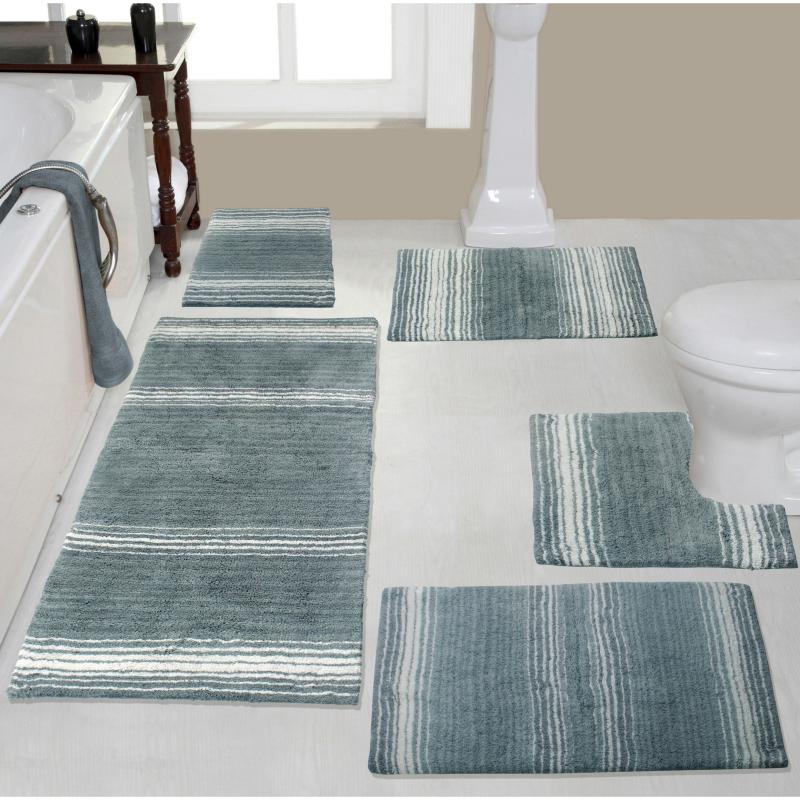 Bathroom Rugs and Bath Mats |  Gradiation Rug Collection 100% Cotton Non-Slip Bathroom Rug Set, Machine Washable Bath Rug, 5 Piece Bath Mat Set with Contour Bathroom Rugs & Bath Mats Bathroom Rugs & Bath Mats