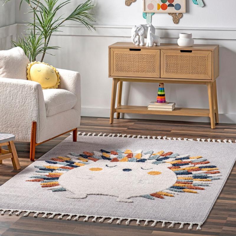 Kids Rugs |  Amiah Hedgehog High-Low Kids Tasseled Area Rug Kids Rugs Kids Rugs