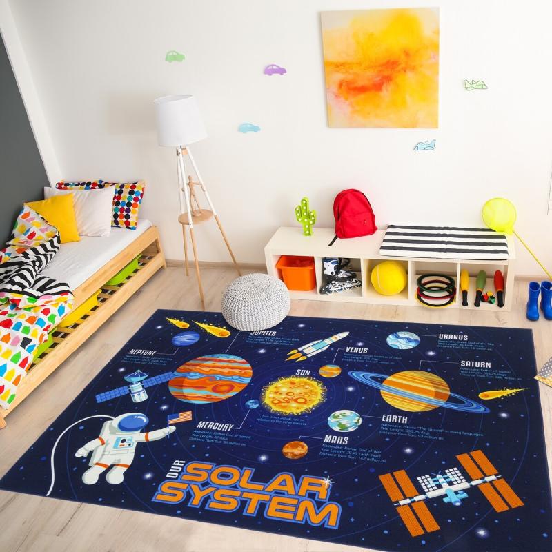 Kids Rugs |  Educational Solar System Youth Digital Printed Area Rug – 6’6″x9’6″ Kids Rugs Kids Rugs