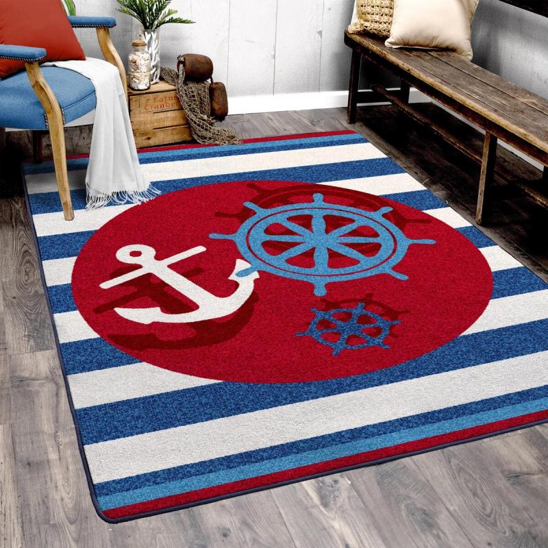 Kids Rugs |  Premium DuraFiber Nylon Ahoy There Nautical Indoor Rug Kids Rugs Kids Rugs