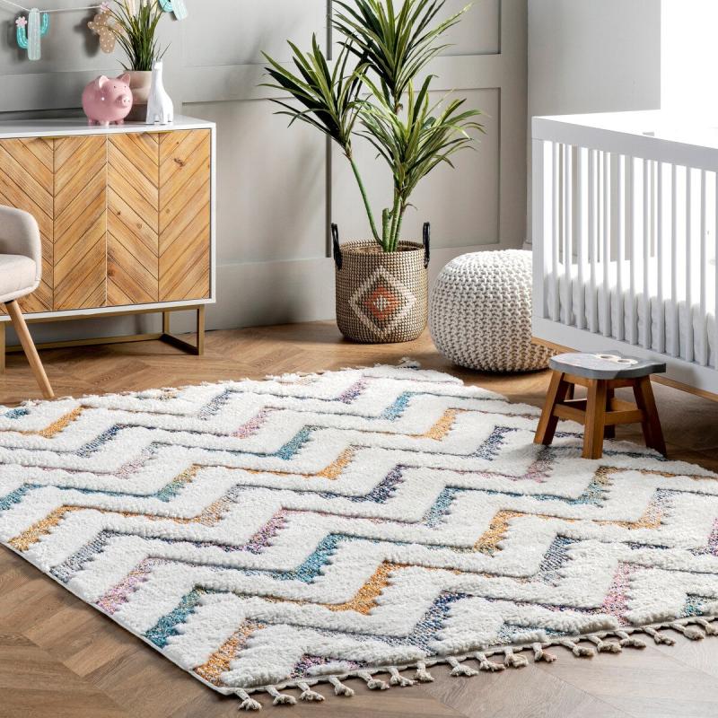 Kids Rugs |  Rumi High-Low Chevron Kids Tassel Area Rug Kids Rugs Kids Rugs