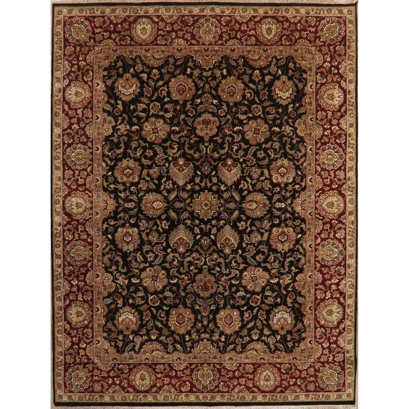 One-of-a-Kind Rugs |  BLACK All-Over Floral Agra Oriental Area Rug Wool Handmade – 9’3″ x 12’1″ One-of-a-Kind Rugs Black