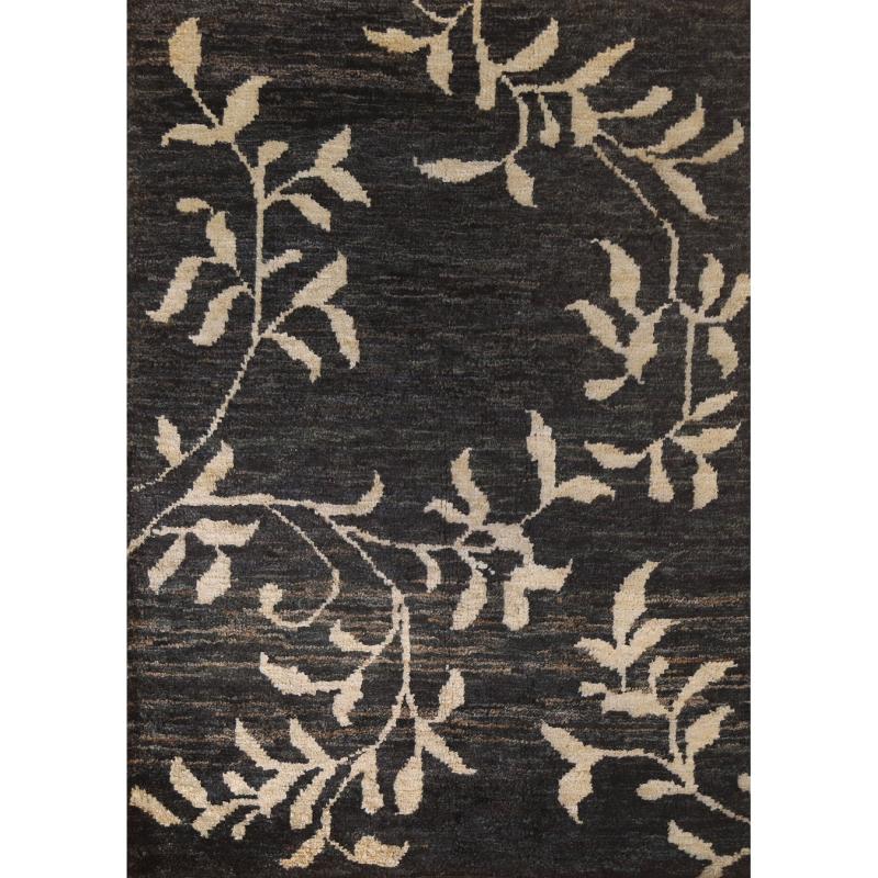 One-of-a-Kind Rugs |  Black Nature Print Oriental Area Rug Handmade Jute Carpet – 5’2″ x 7’3″ One-of-a-Kind Rugs Black