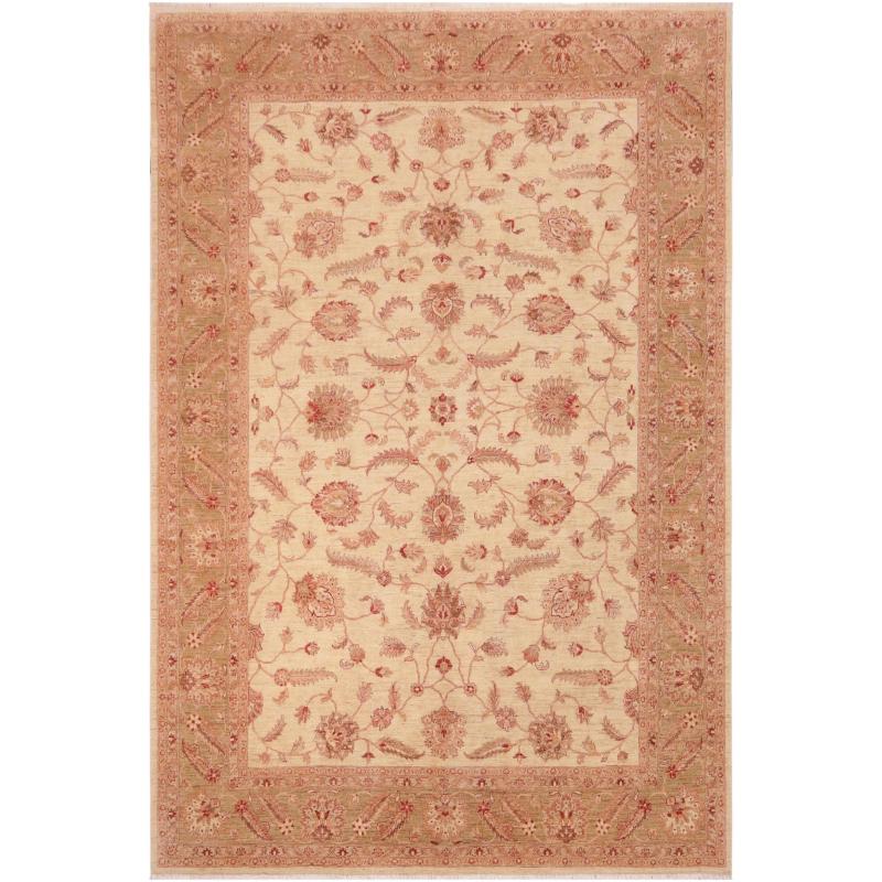 One-of-a-Kind Rugs |  Bohemian Ziegler Cristina Ivory Green Hand-knotted Wool Rug – 10 ft. 5 in. x 14 ft. 4 in. One-of-a-Kind Rugs Natural