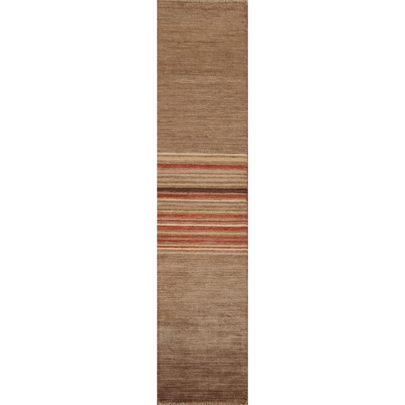 One-of-a-Kind Rugs |  Brown Gabbeh Kashkoli Narrow Wool Runner Rug Hand-knotted Carpet – 1’5″ x 7’10” One-of-a-Kind Rugs Brown