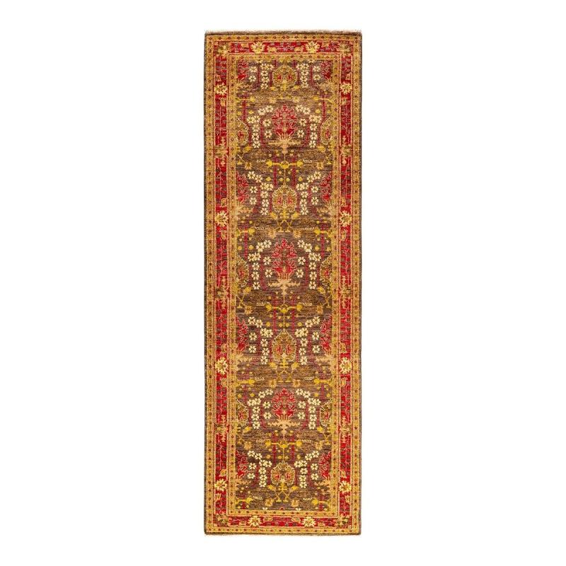 One-of-a-Kind Rugs |  Contemporary Overdyed Wool Hand Knotted Runner – 2′ 6″ x 8′ 4″ One-of-a-Kind Rugs Brown