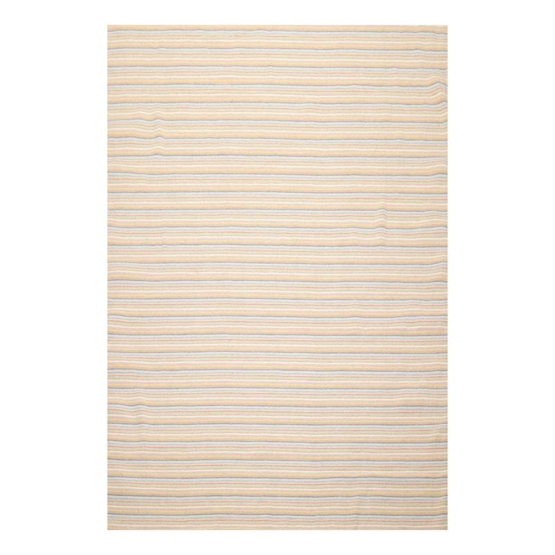 One-of-a-Kind Rugs |  Hand Knotted Designer Stripes Beige,Taupe Flat Weave Wool Modern & Contemporary Oriental Area Rug (8×10) – 6′ 8” x 9′ 11” One-of-a-Kind Rugs Beige