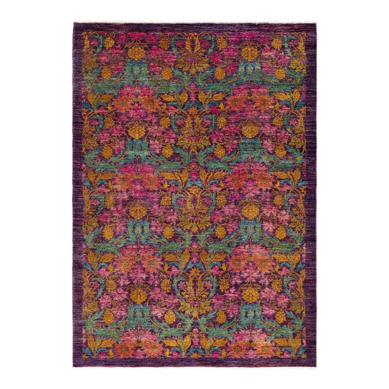 One-of-a-Kind Rugs |  Hand Knotted Wool Vintage Inspired Modern Contemporary Arts & Crafts Pink Area Rug – 6′ 2″ x 8′ 7″ One-of-a-Kind Rugs One-of-a-Kind Rugs