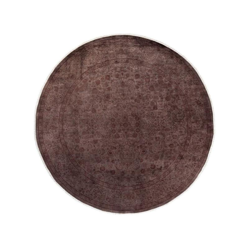 One-of-a-Kind Rugs |  Hand Knotted Wool Vintage Inspired Modern Contemporary Overdyed Beige Round Area Rug – 8′ 4″ x 8′ 4″ One-of-a-Kind Rugs Gray