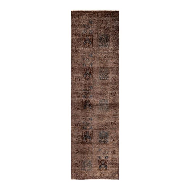 One-of-a-Kind Rugs |  Hand Knotted Wool Vintage Inspired Modern Contemporary Overdyed Brown Runner Rug – 2′ 7″ x 9′ 3″ One-of-a-Kind Rugs Brown