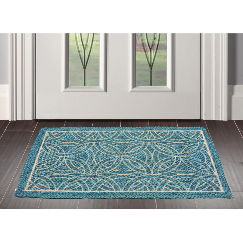 One-of-a-Kind Rugs |  Hand Made Blue Handspun Jute Modern & Contemporary Oriental Area Rug – 2′ x 3′ One-of-a-Kind Rugs Blue