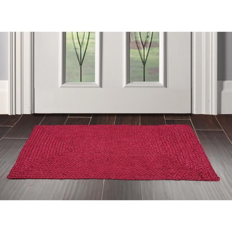 One-of-a-Kind Rugs |  Hand Made Burgundy Handspun Jute Modern&Contemporary Oriental Area Rug – 2′ x 3′ One-of-a-Kind Rugs Burgundy