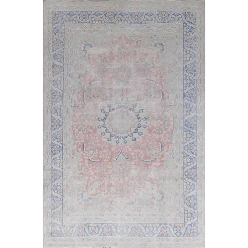 One-of-a-Kind Rugs |  Muted Distressed Traditional Kerman Persian Area Rug Wool Hand-knotted – 7’10” x 10’9″ One-of-a-Kind Rugs One-of-a-Kind Rugs