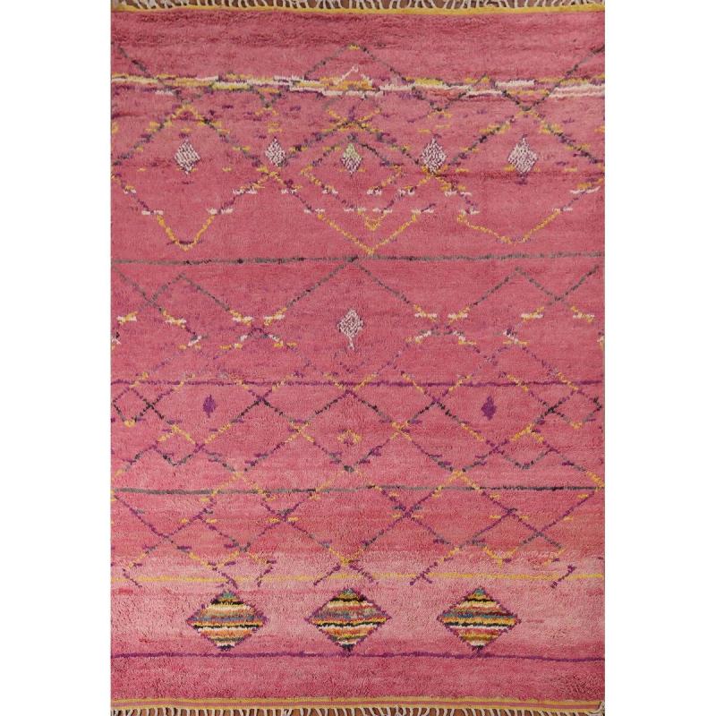 One-of-a-Kind Rugs |  Pink Plush Moroccan Area Rug Handmade Wool Carpet – 7’11” x 10’10” One-of-a-Kind Rugs One-of-a-Kind Rugs