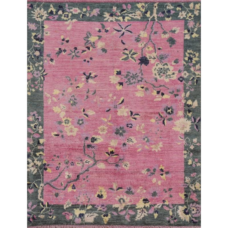 One-of-a-Kind Rugs |  Vegetable Dye Art Deco Chinese Area Rug Wool Hand-knotted Foyer Carpet – 3’9″ x 4’10” One-of-a-Kind Rugs One-of-a-Kind Rugs