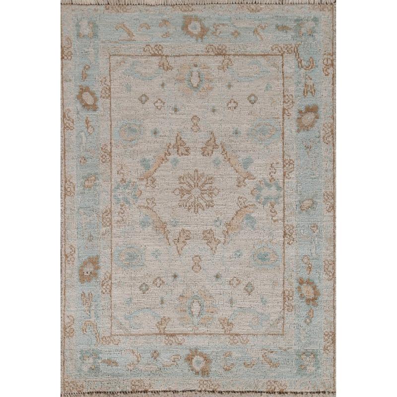 One-of-a-Kind Rugs |  Vegetable Dye Oushak Turkish Oriental Rug Wool Hand-knotted Carpet – 2’11” x 3’11” – 2’11” x 3’11” One-of-a-Kind Rugs Beige