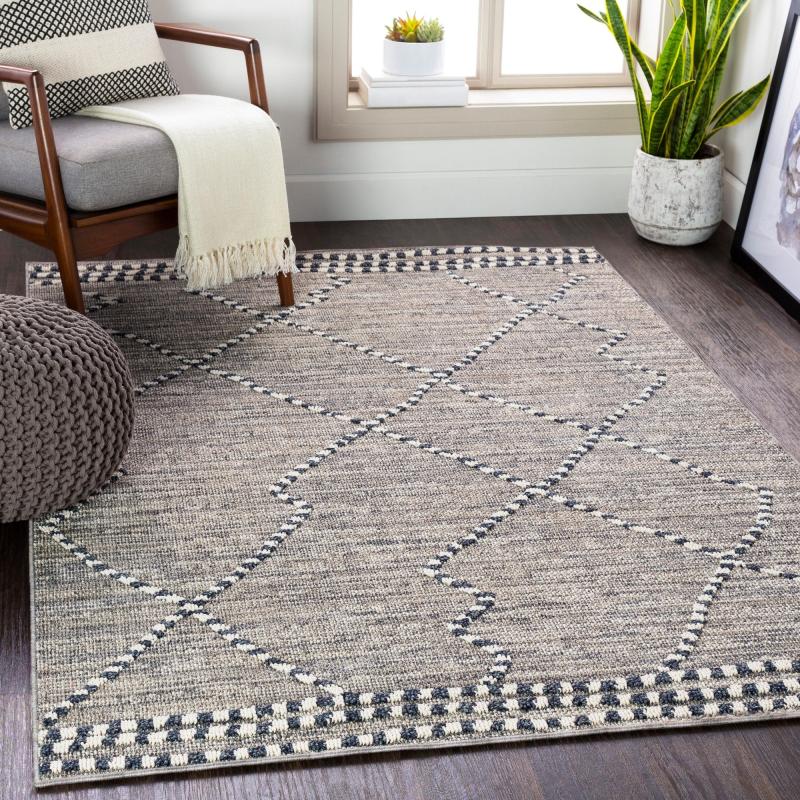 Outdoor Rugs |  Braza Indoor/ Outdoor Moroccan Stripe Area Rug Outdoor Rugs Charcoal