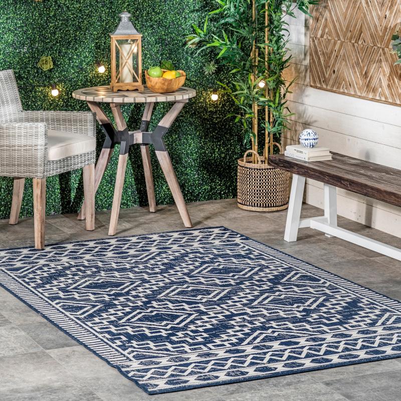 Outdoor Rugs |  Cari Moroccan Tribal Indoor/Outdoor Area Rug Outdoor Rugs Blue/Brown/Grey/Black/Teal