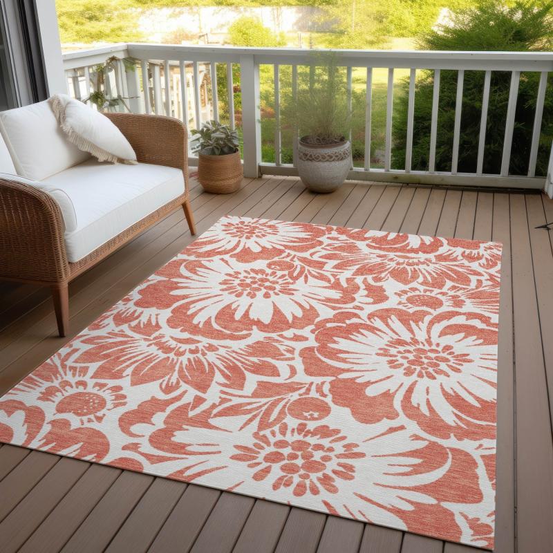 Outdoor Rugs |  Machine Washable Indoor/ Outdoor Whimsy Floral Chantille Rug Outdoor Rugs Outdoor Rugs