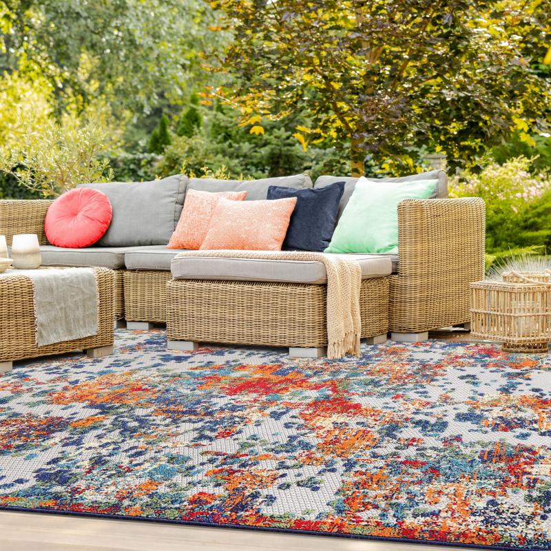 Outdoor Rugs |  Superior Abstract Splatter Modern Indoor Outdoor Runner or Area Rug Outdoor Rugs Outdoor Rugs