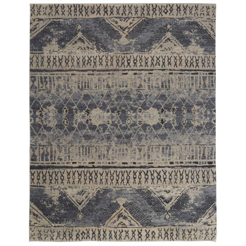 Area Rugs |  Scottsdale Luxe Hand Knot Abstract Area Rug, Denim Blue Area Rugs Area Rugs