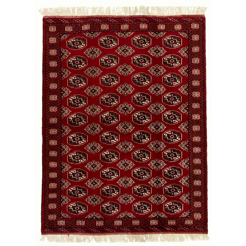 One-of-a-Kind Rugs |  Hand-knotted Turkman Dark Red Wool Rug – 5’0 x 6’8 One-of-a-Kind Rugs Dark Red