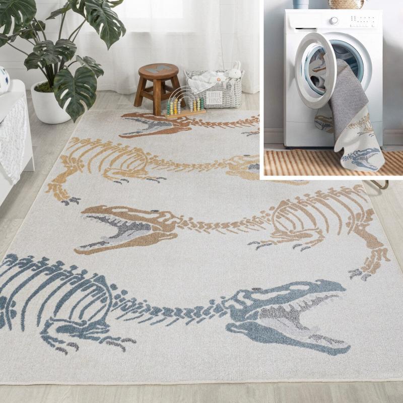 Kids Rugs |  Duenas T-Rex Modern Kids Machine-Washable Area Rug Kids Rugs Kids Rugs